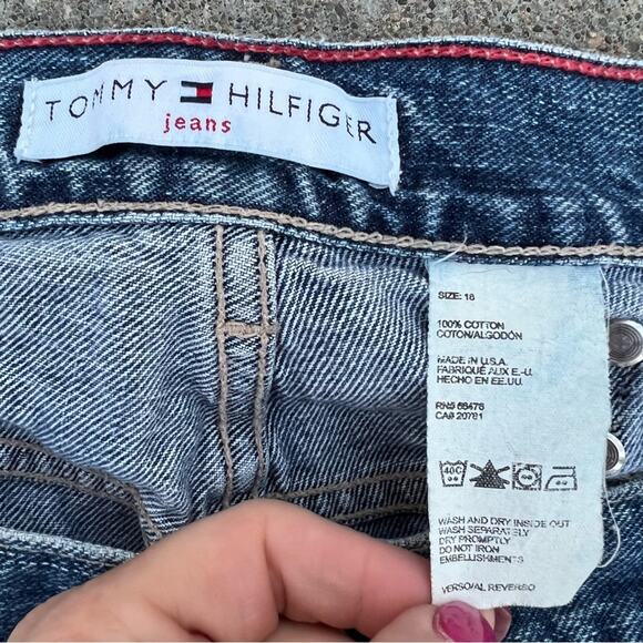 Vintage Y2K Tommy Hilfiger Buckle Back Jeans Plus Size 18 - Picture 3 of 4